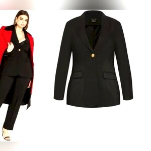 City Chic Black Kara Jacket Blazer Size Large/20 New